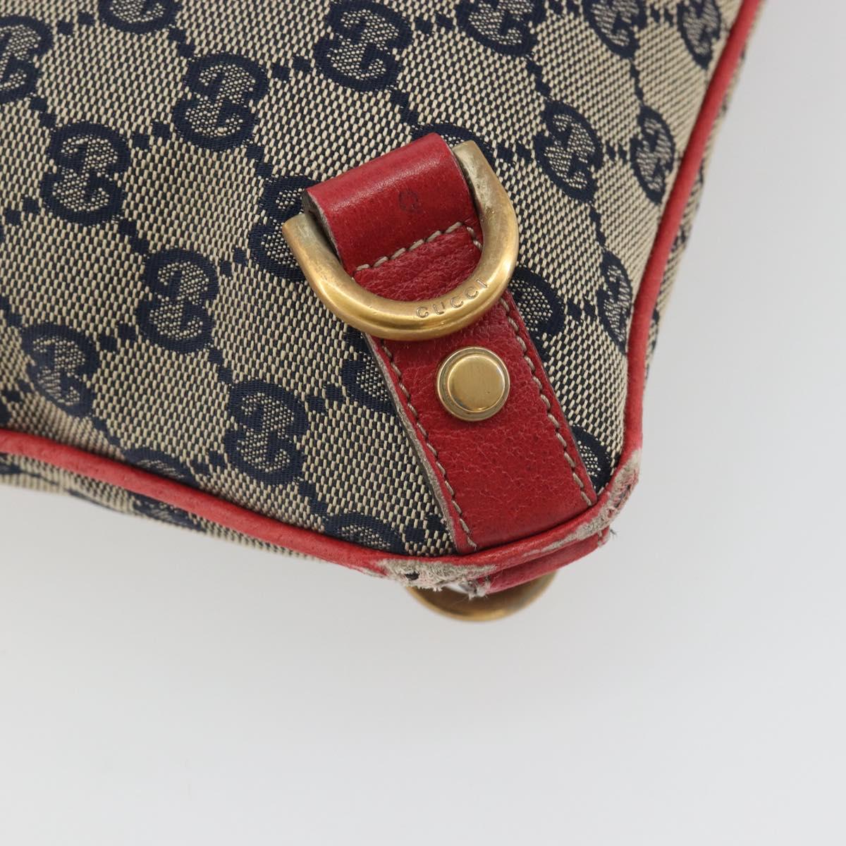 GUCCI GG Canvas Abbey Shoulder Bag Navy Gold 131326 Auth 196328