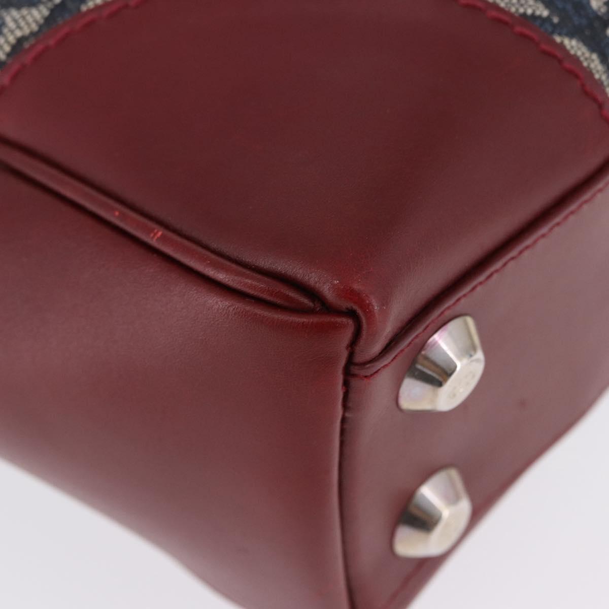 Christian Dior Trotter Canvas Hand Bag Navy Silver Auth 196330A