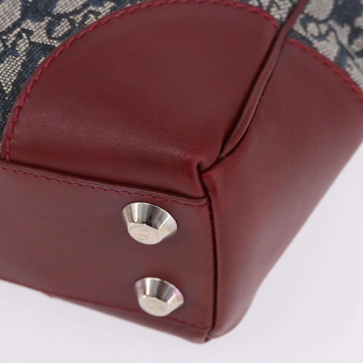 Christian Dior Trotter Canvas Hand Bag Navy Silver Auth 196330A
