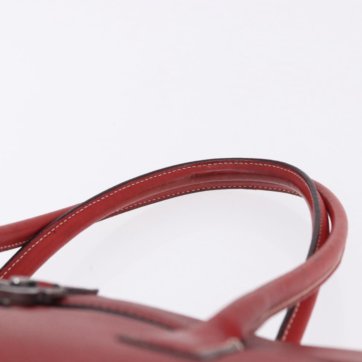 Salvatore Ferragamo Gancini Hand Bag Leather Red Silver Auth 196333