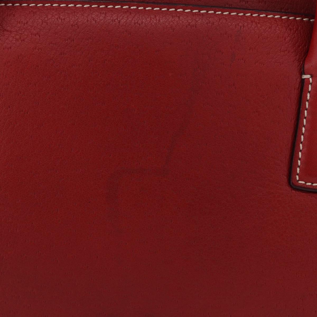 Salvatore Ferragamo Gancini Hand Bag Leather Red Silver Auth 196333