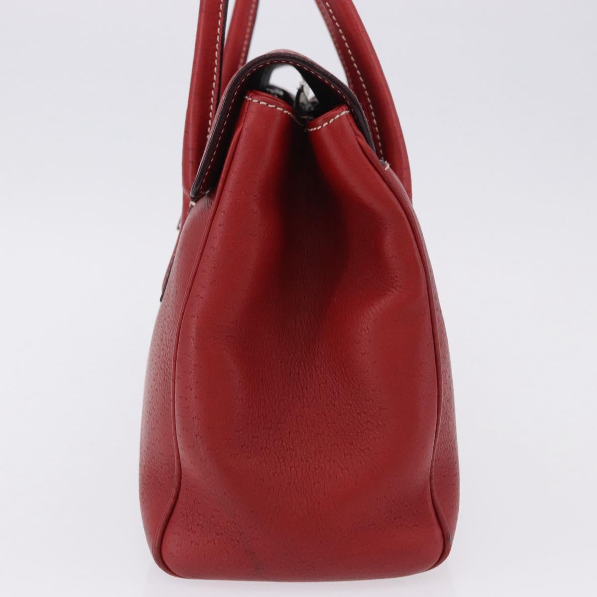 Salvatore Ferragamo Gancini Hand Bag Leather Red Silver Auth 196333