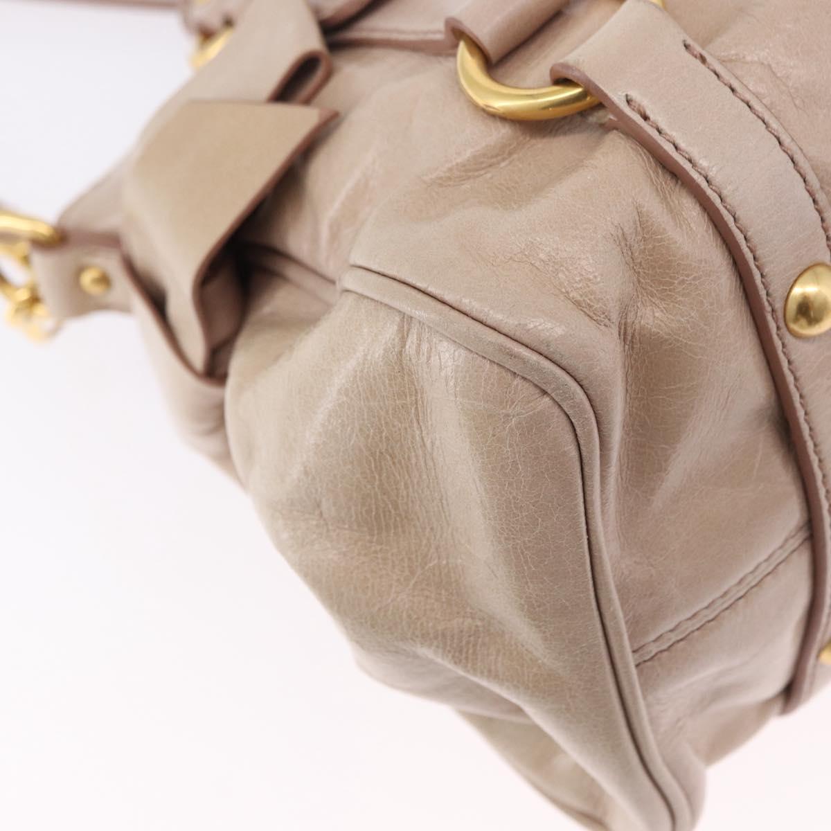 Miu Miu Hand Bag Leather 2way Pink Gold Auth 196334M