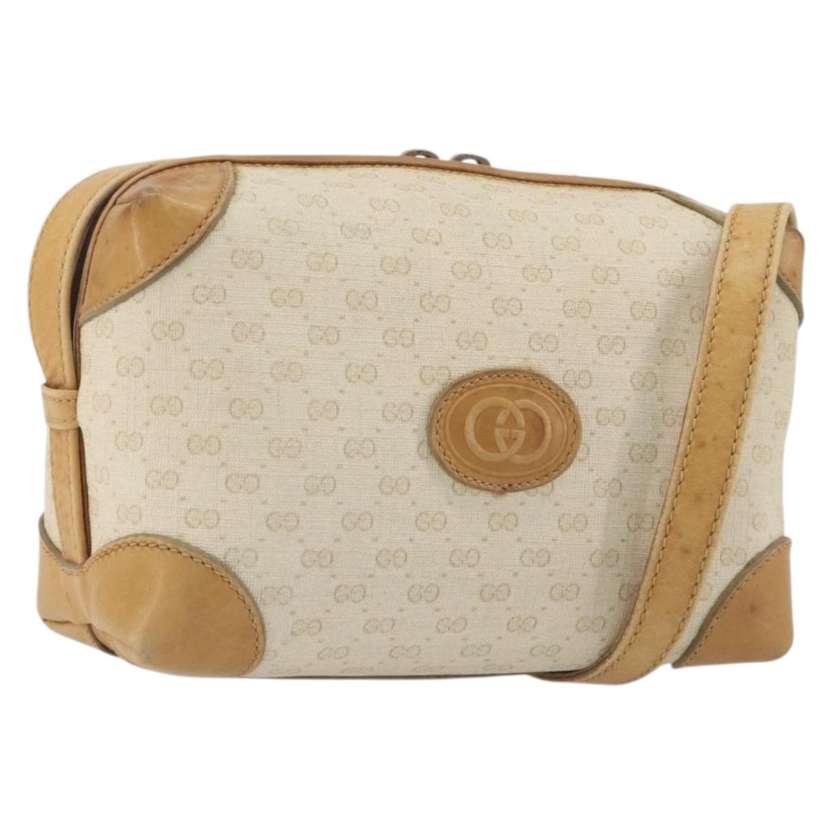 GUCCI Micro GG Supreme Shoulder Bag PVC Ivory Gold 67 01 5294 Auth 196335