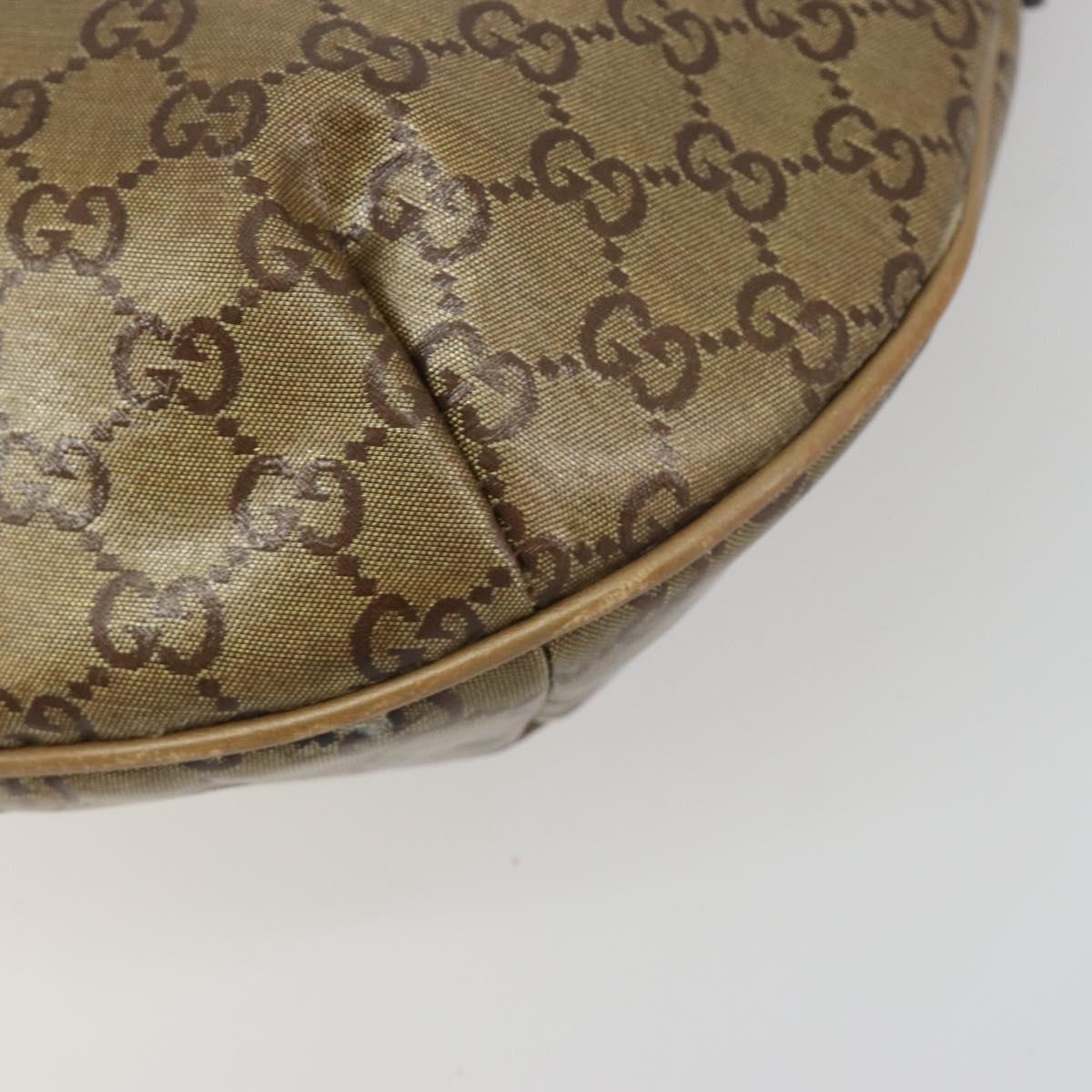 GUCCI GG Crystal Sherry Line Bag Coated Canvas Beige Gold 181092 Auth 196336