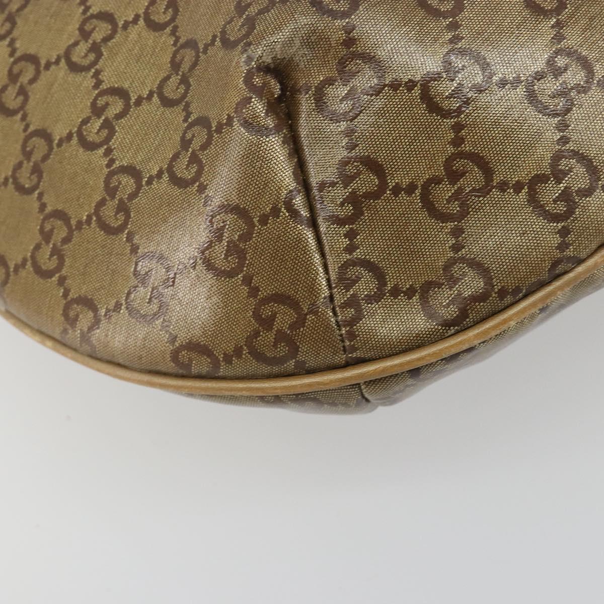 GUCCI GG Crystal Sherry Line Bag Coated Canvas Beige Gold 181092 Auth 196336