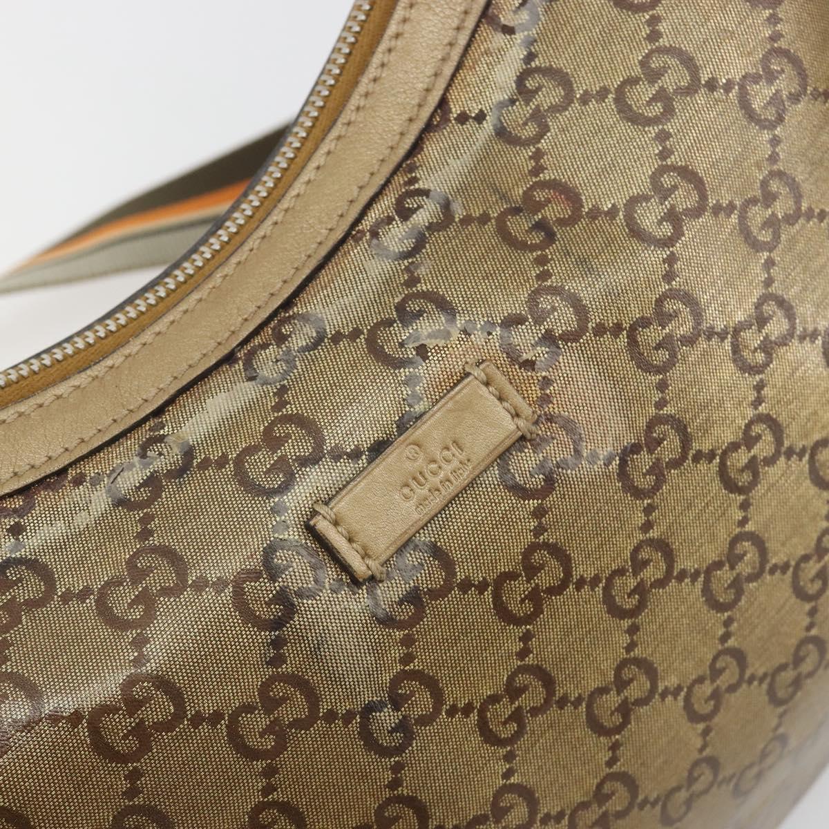 GUCCI GG Crystal Sherry Line Bag Coated Canvas Beige Gold 181092 Auth 196336