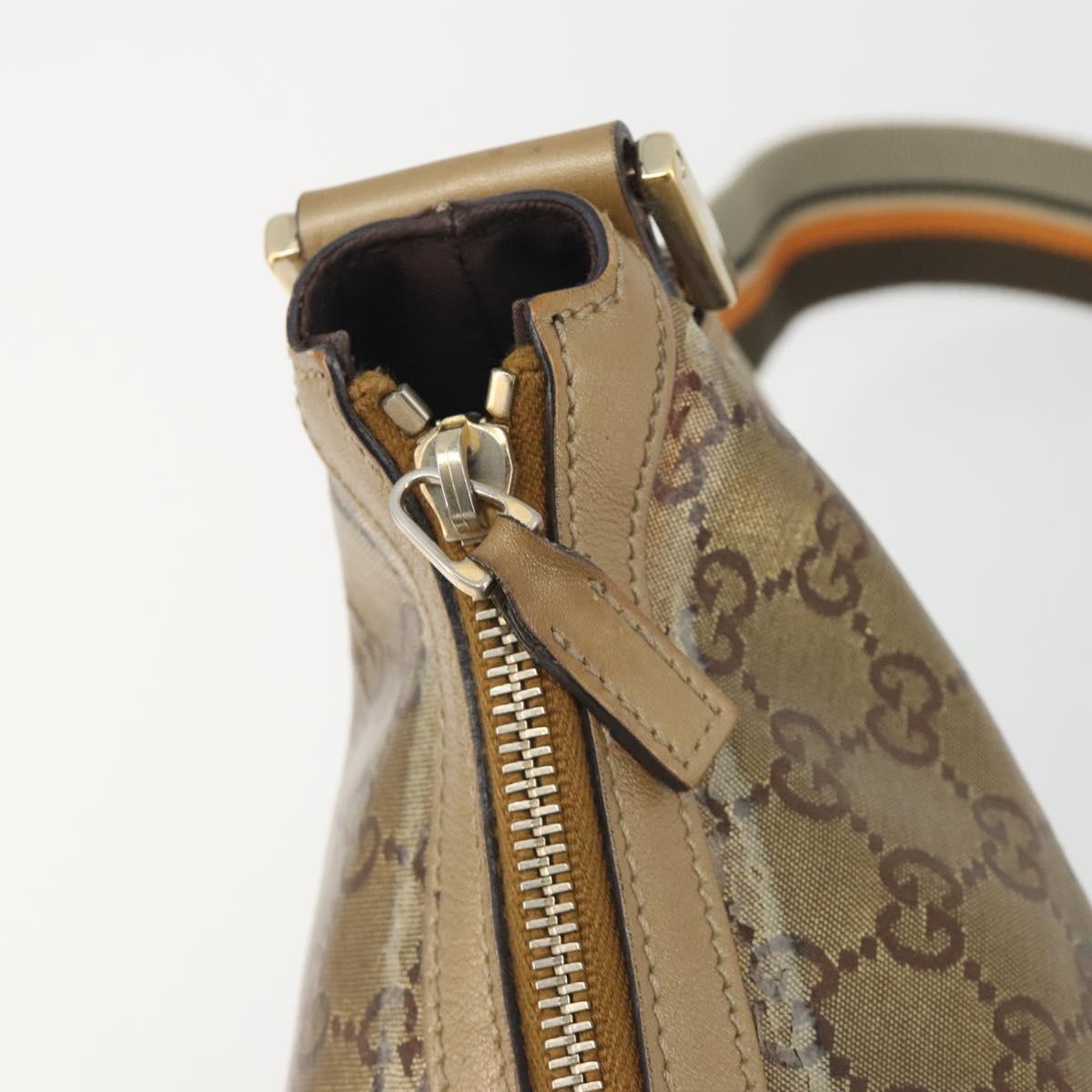 GUCCI GG Crystal Sherry Line Bag Coated Canvas Beige Gold 181092 Auth 196336