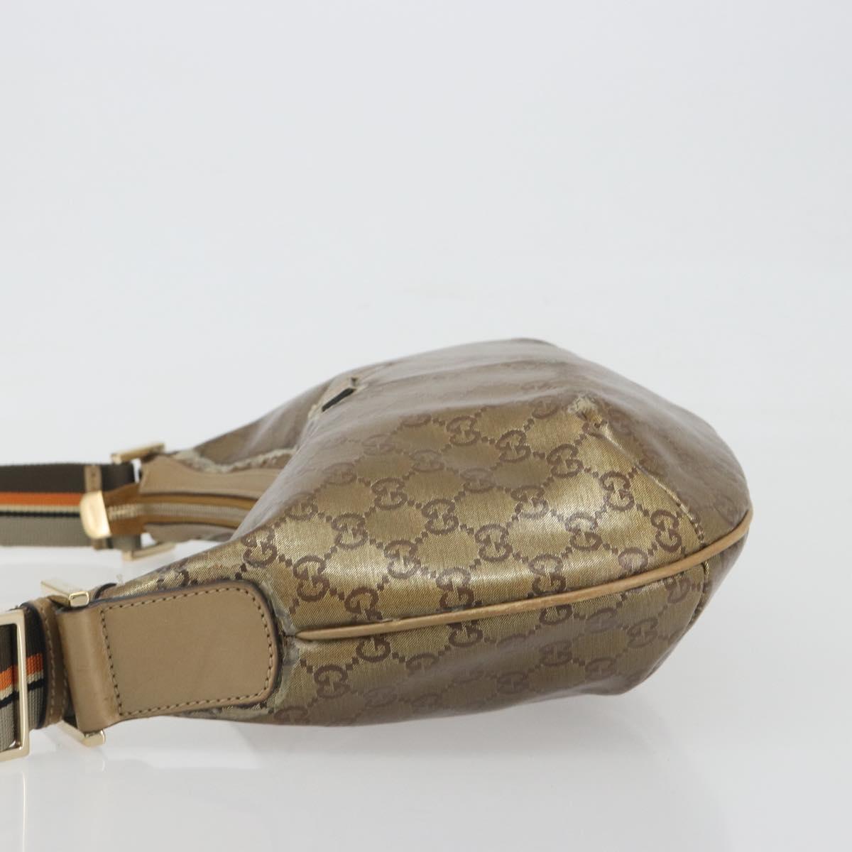 GUCCI GG Crystal Sherry Line Bag Coated Canvas Beige Gold 181092 Auth 196336