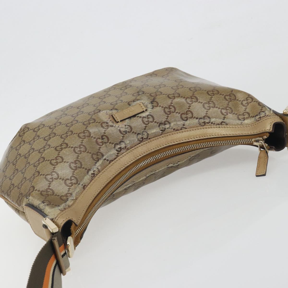 GUCCI GG Crystal Sherry Line Bag Coated Canvas Beige Gold 181092 Auth 196336