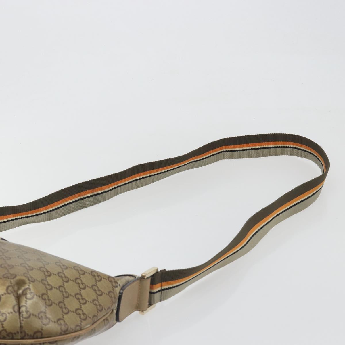 GUCCI GG Crystal Sherry Line Bag Coated Canvas Beige Gold 181092 Auth 196336
