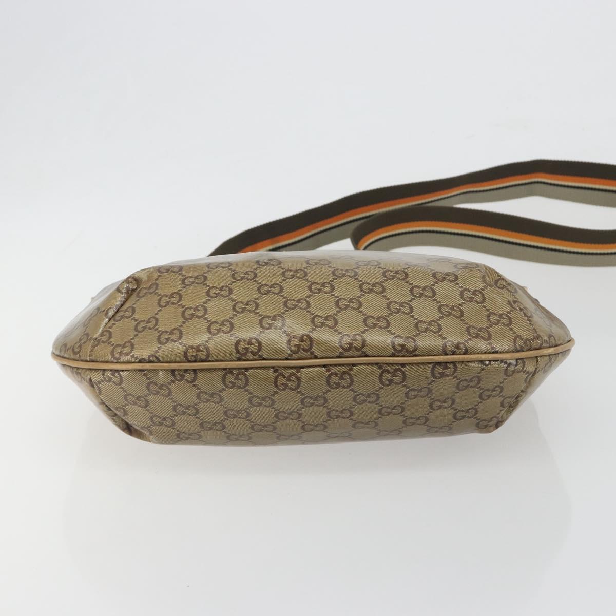 GUCCI GG Crystal Sherry Line Bag Coated Canvas Beige Gold 181092 Auth 196336