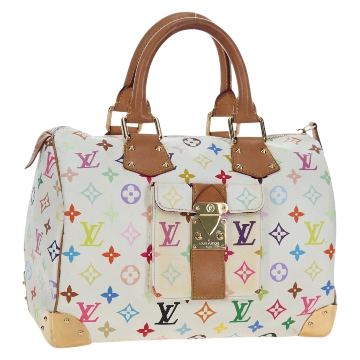 LOUIS VUITTON Monogram Multicolor Speedy 30 Bag White Bron M92643 Auth 196338V