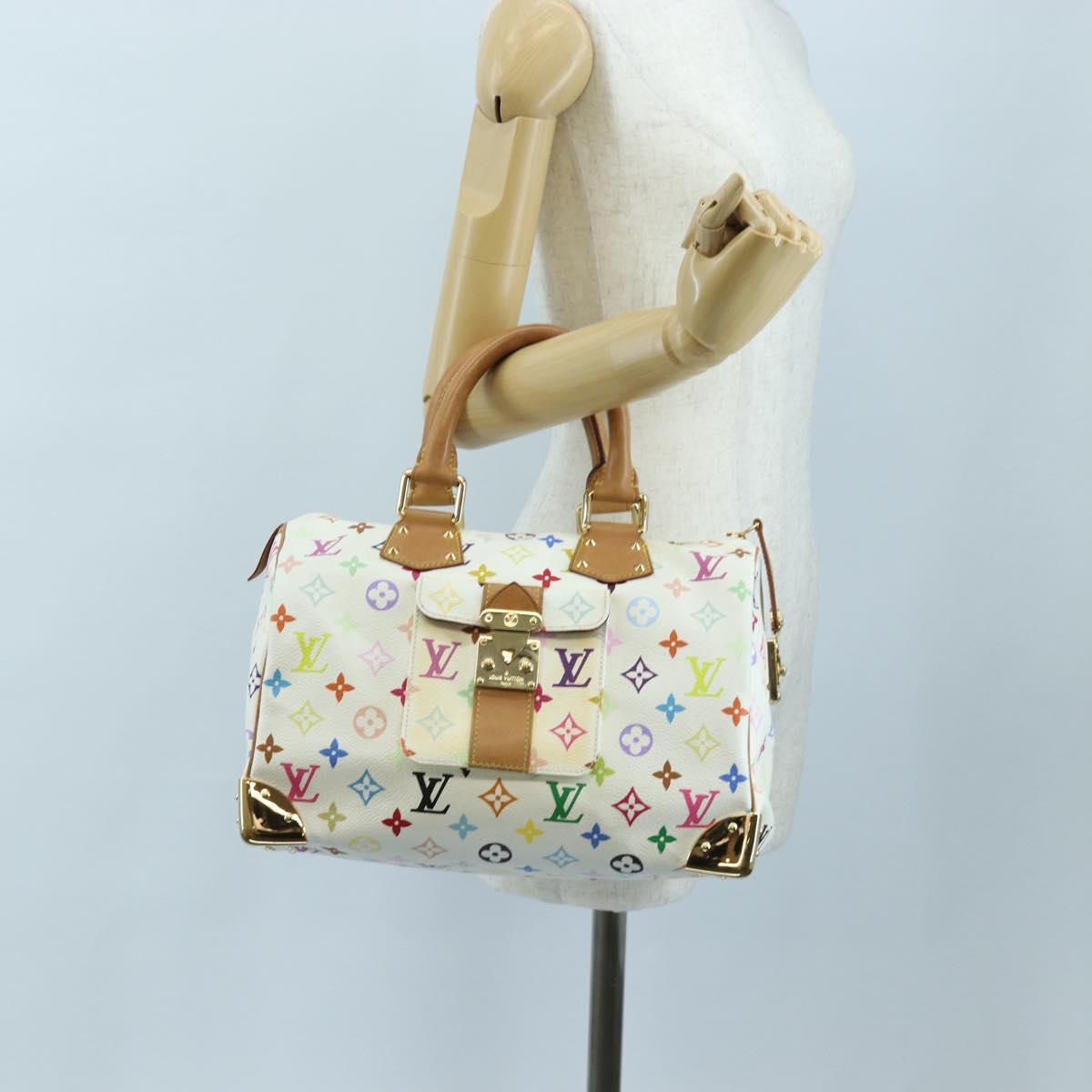 LOUIS VUITTON Monogram Multicolor Speedy 30 Bag White Bron M92643 Auth 196338V