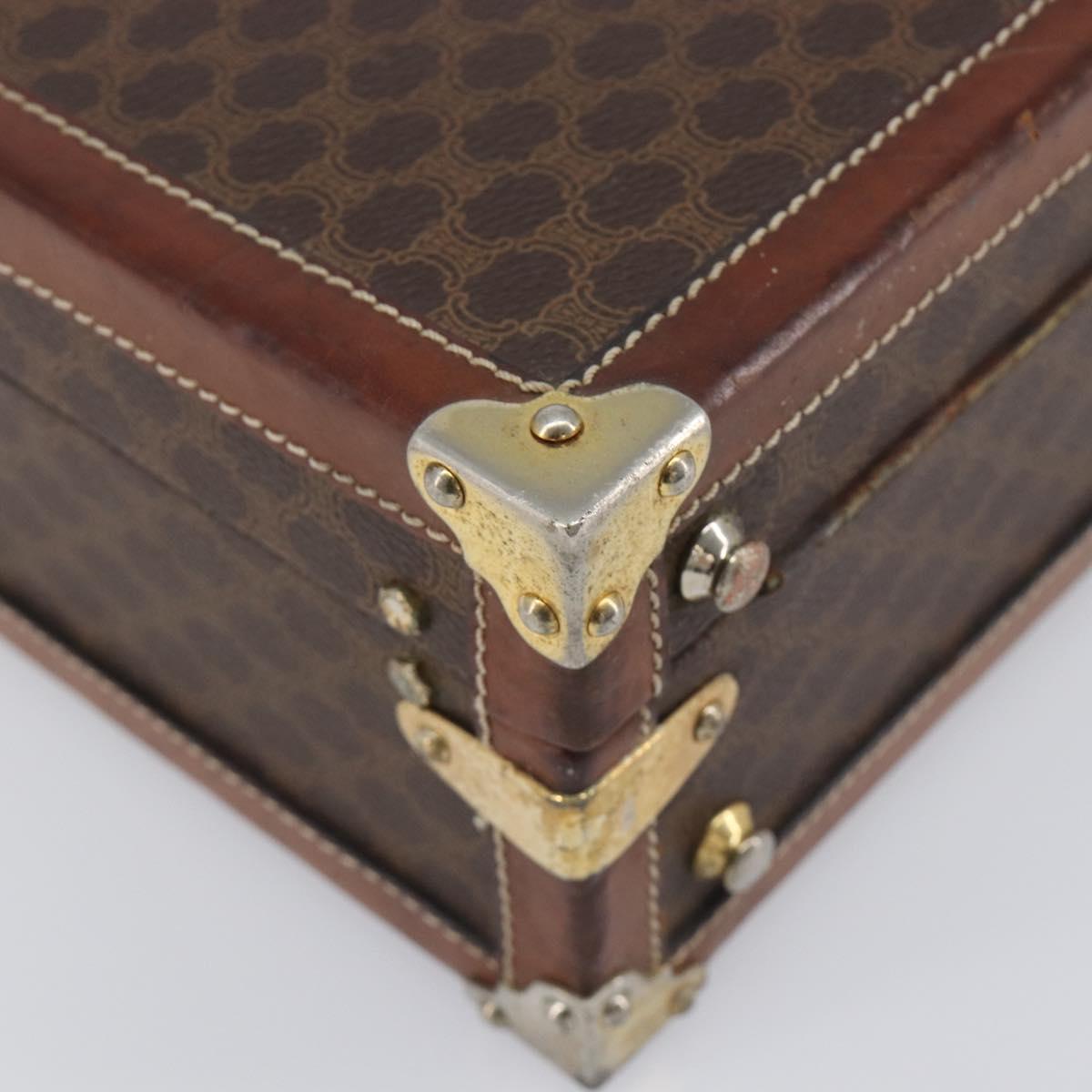 CELINE Macadam Canvas Trunk PVC Leather Brown Gold Auth 196339