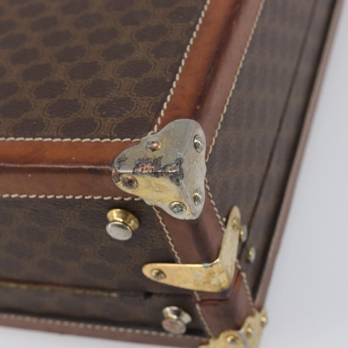 CELINE Macadam Canvas Trunk PVC Leather Brown Gold Auth 196339