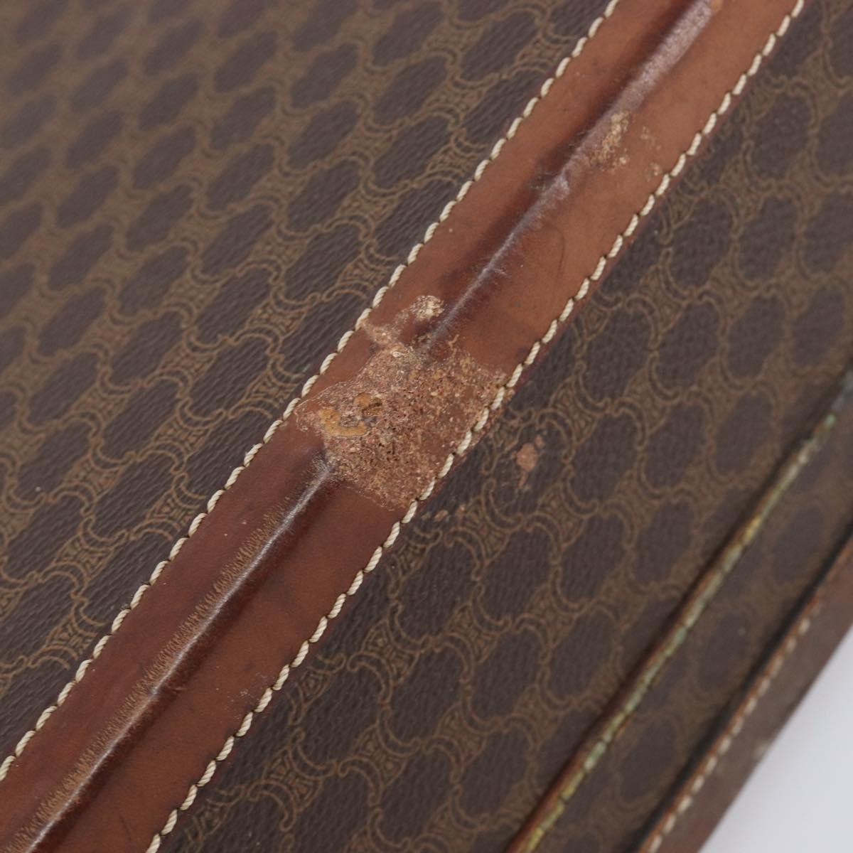 CELINE Macadam Canvas Trunk PVC Leather Brown Gold Auth 196339