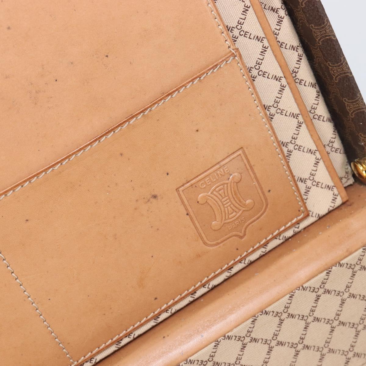 CELINE Macadam Canvas Trunk PVC Leather Brown Gold Auth 196339