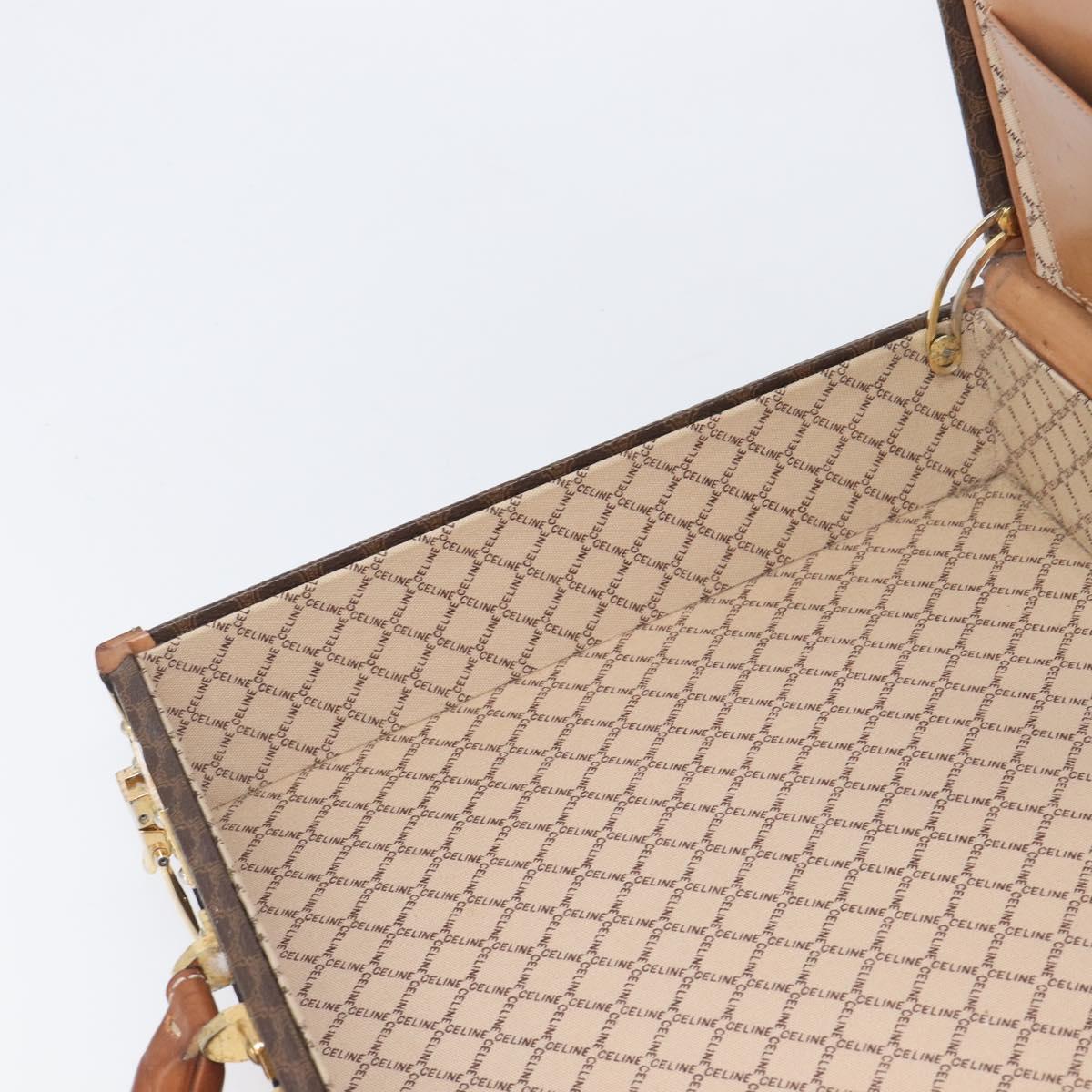 CELINE Macadam Canvas Trunk PVC Leather Brown Gold Auth 196339