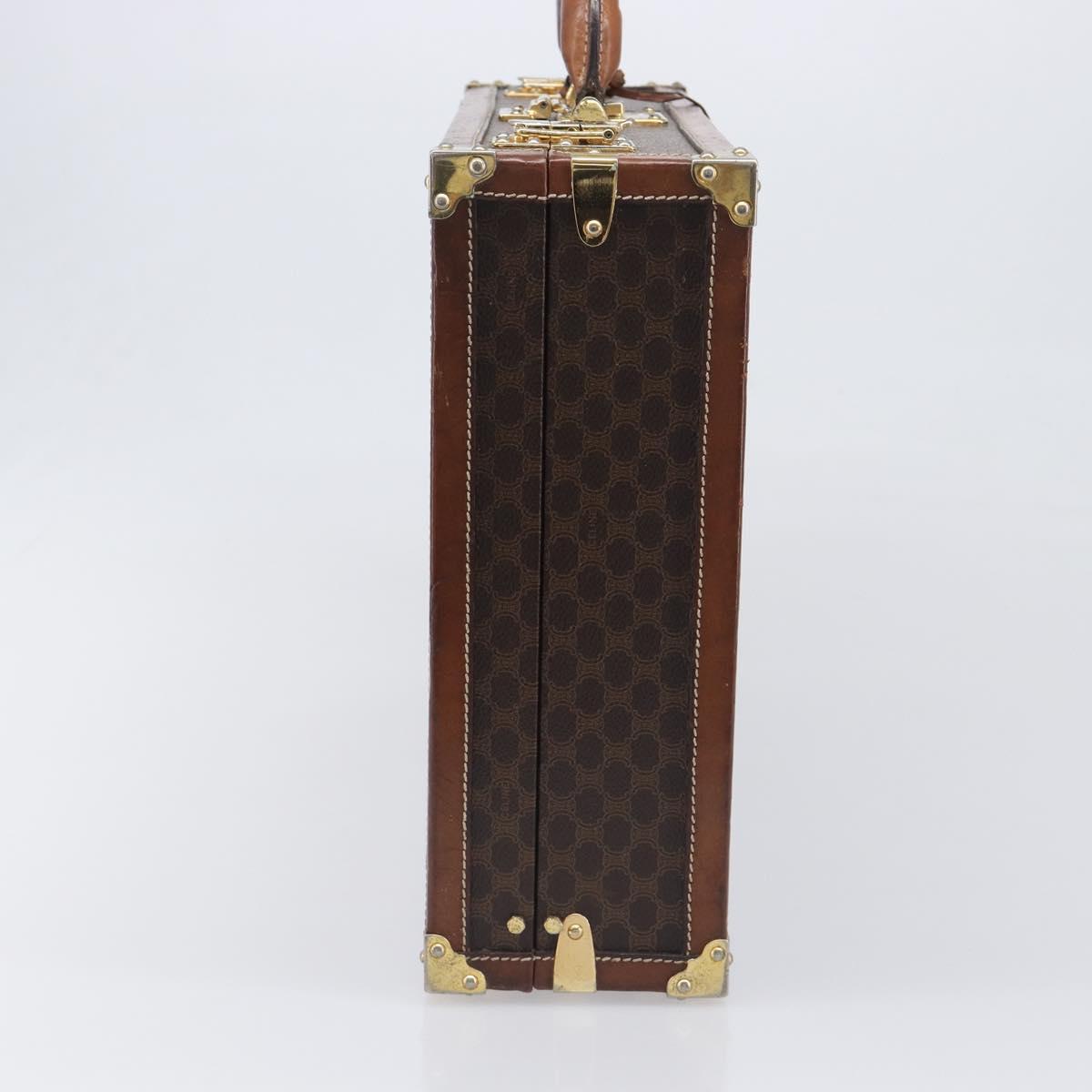 CELINE Macadam Canvas Trunk PVC Leather Brown Gold Auth 196339