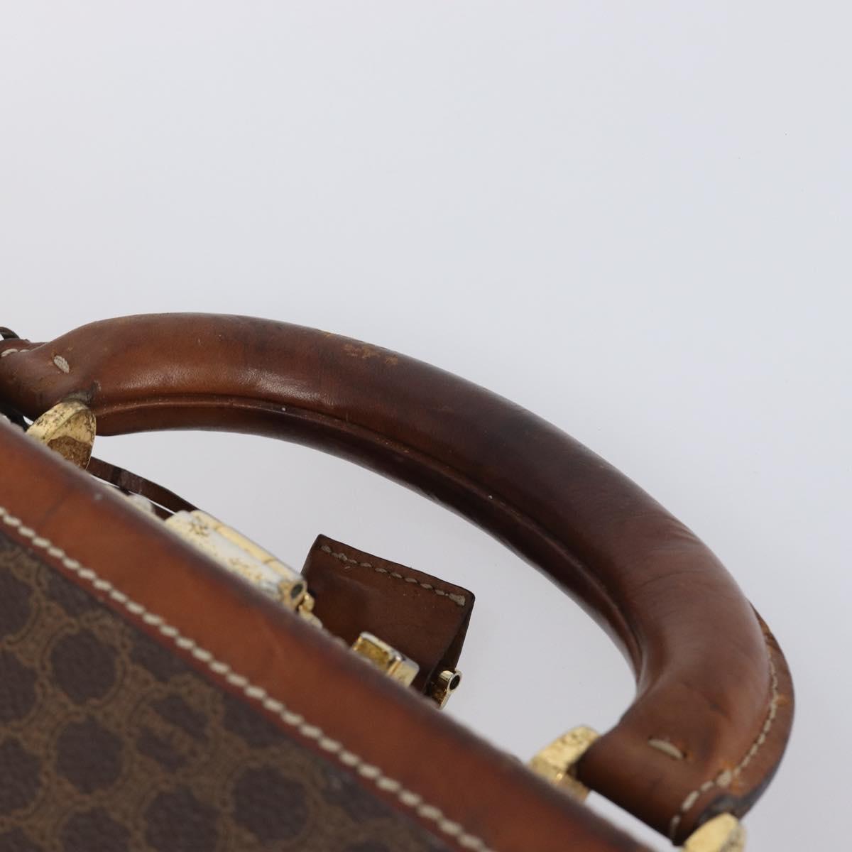 CELINE Macadam Canvas Trunk PVC Leather Brown Gold Auth 196339