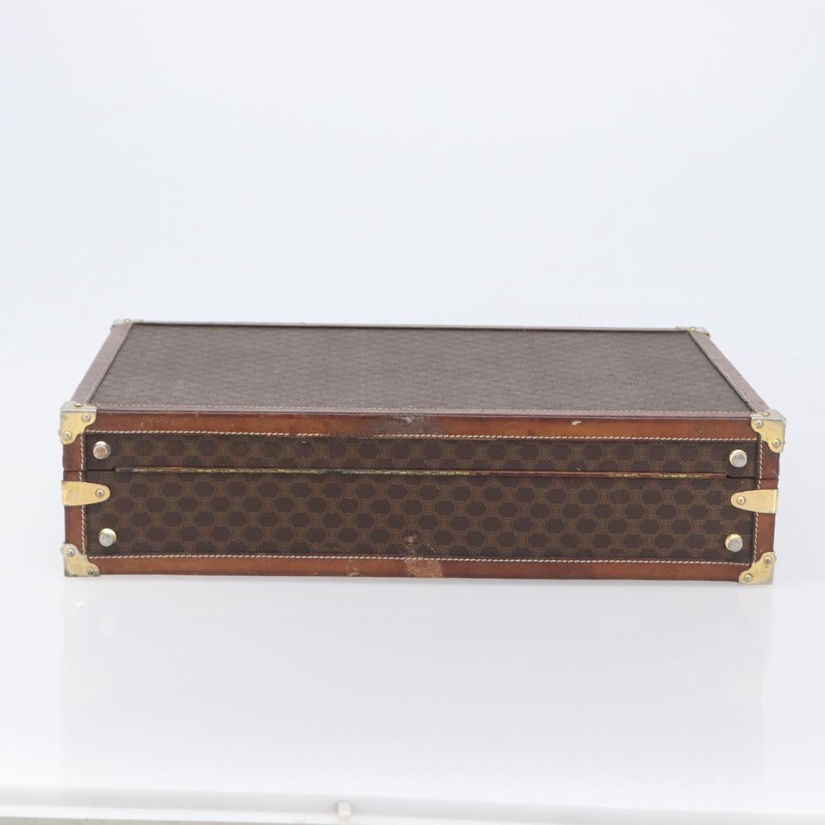 CELINE Macadam Canvas Trunk PVC Leather Brown Gold Auth 196339