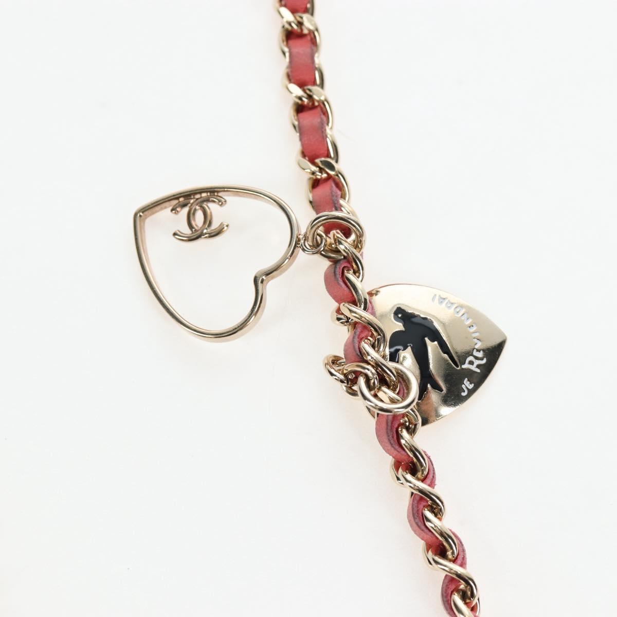 CHANEL Mini Matelasse 14 Valentine Chain Bag Lamb Skin Pink CC Auth 196341SAM