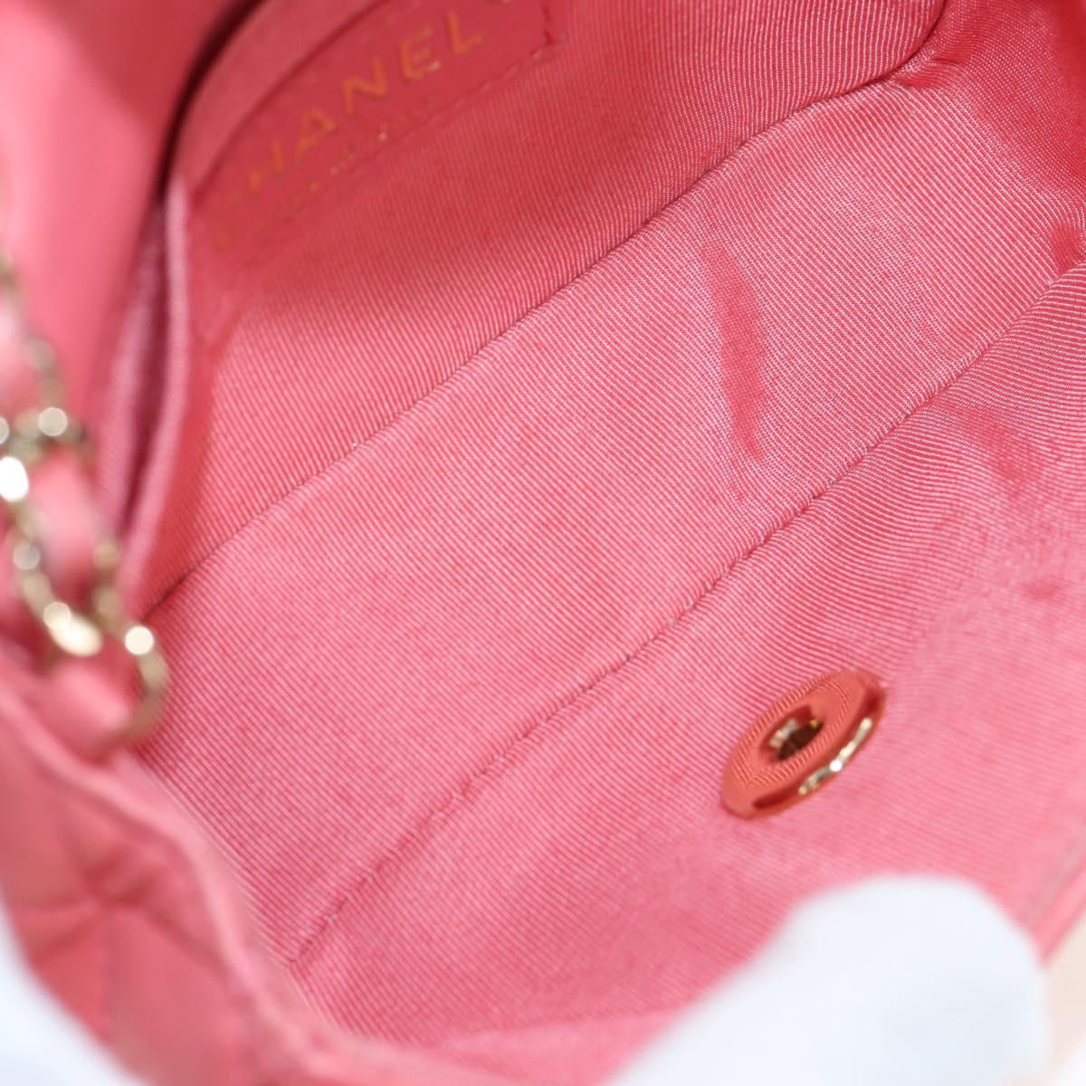 CHANEL Mini Matelasse 14 Valentine Chain Bag Lamb Skin Pink CC Auth 196341SAM