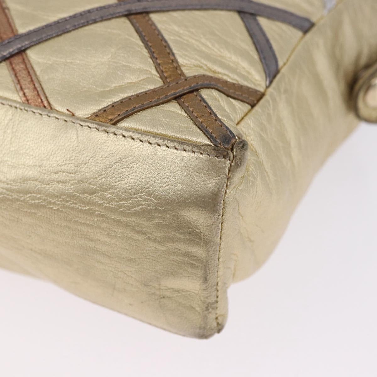 BALLY Chain Shoulder Bag Leather Gold Auth 196346