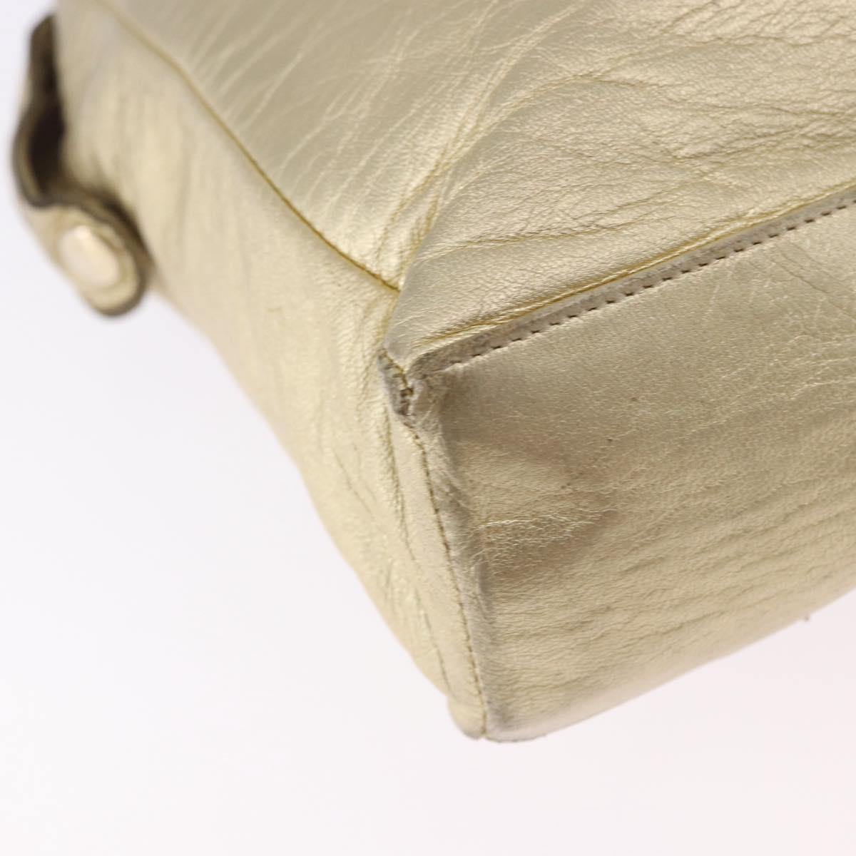 BALLY Chain Shoulder Bag Leather Gold Auth 196346