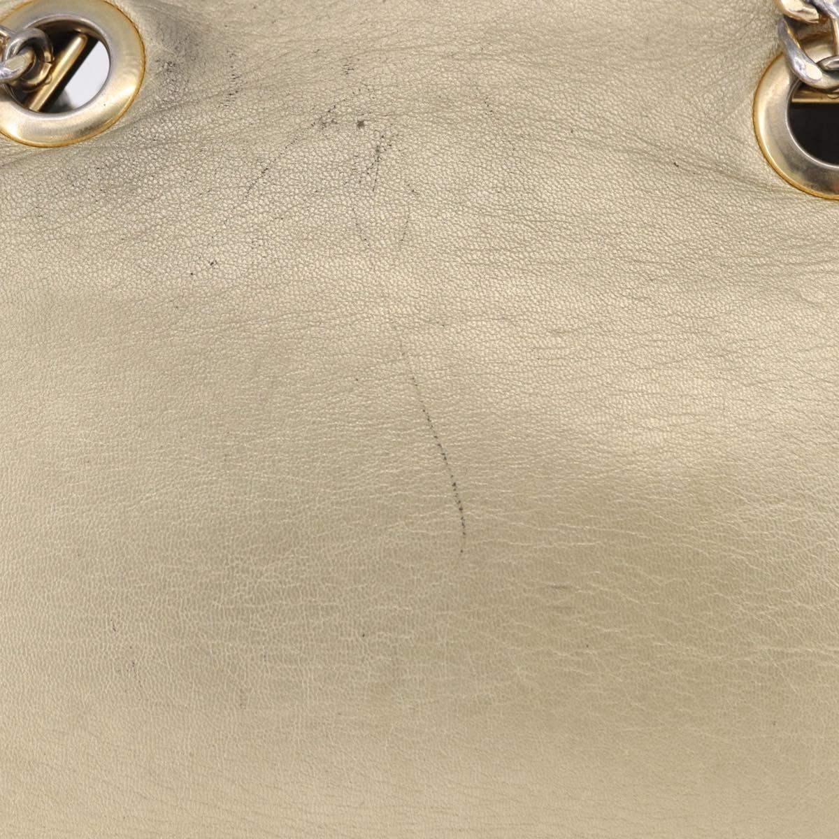 BALLY Chain Shoulder Bag Leather Gold Auth 196346