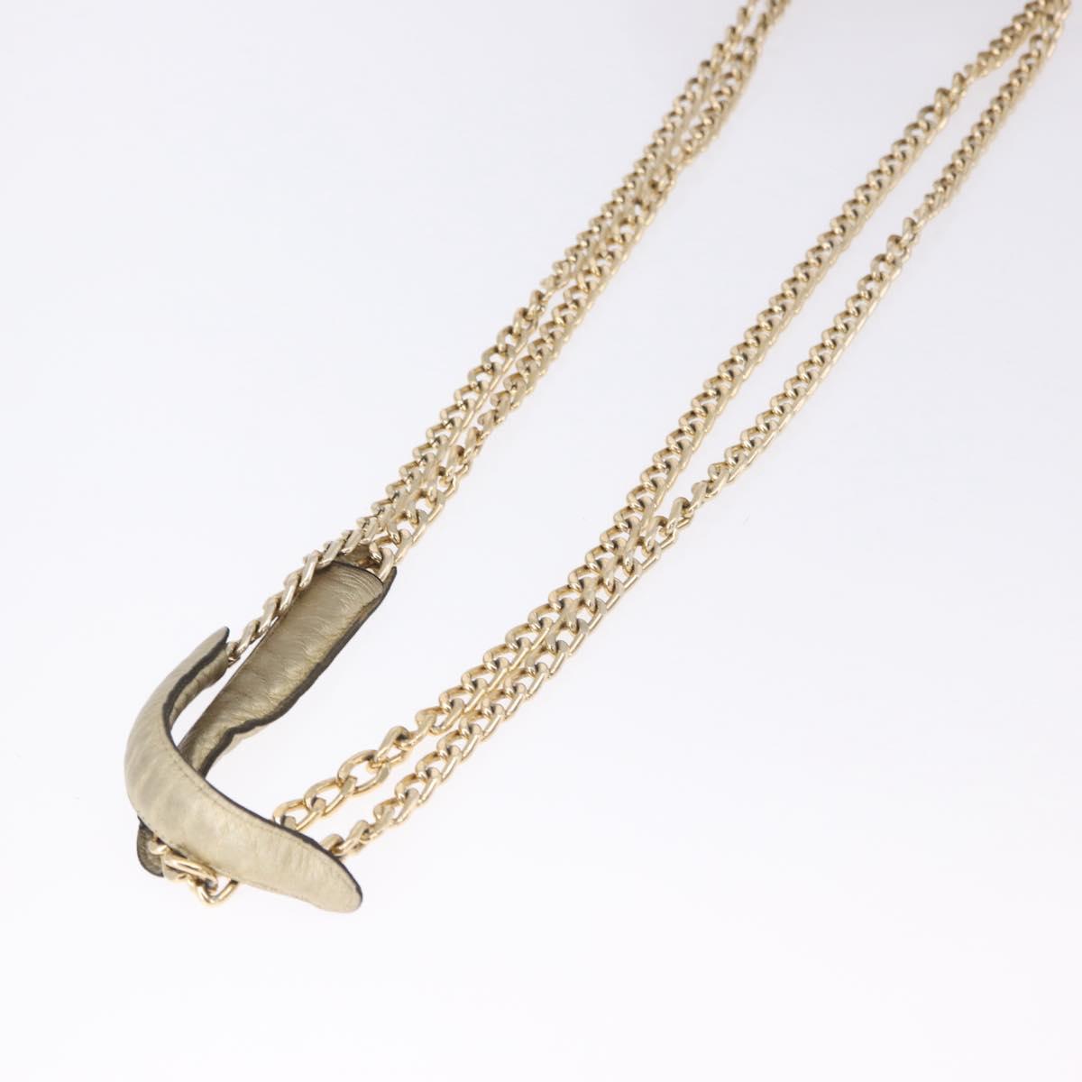 BALLY Chain Shoulder Bag Leather Gold Auth 196346