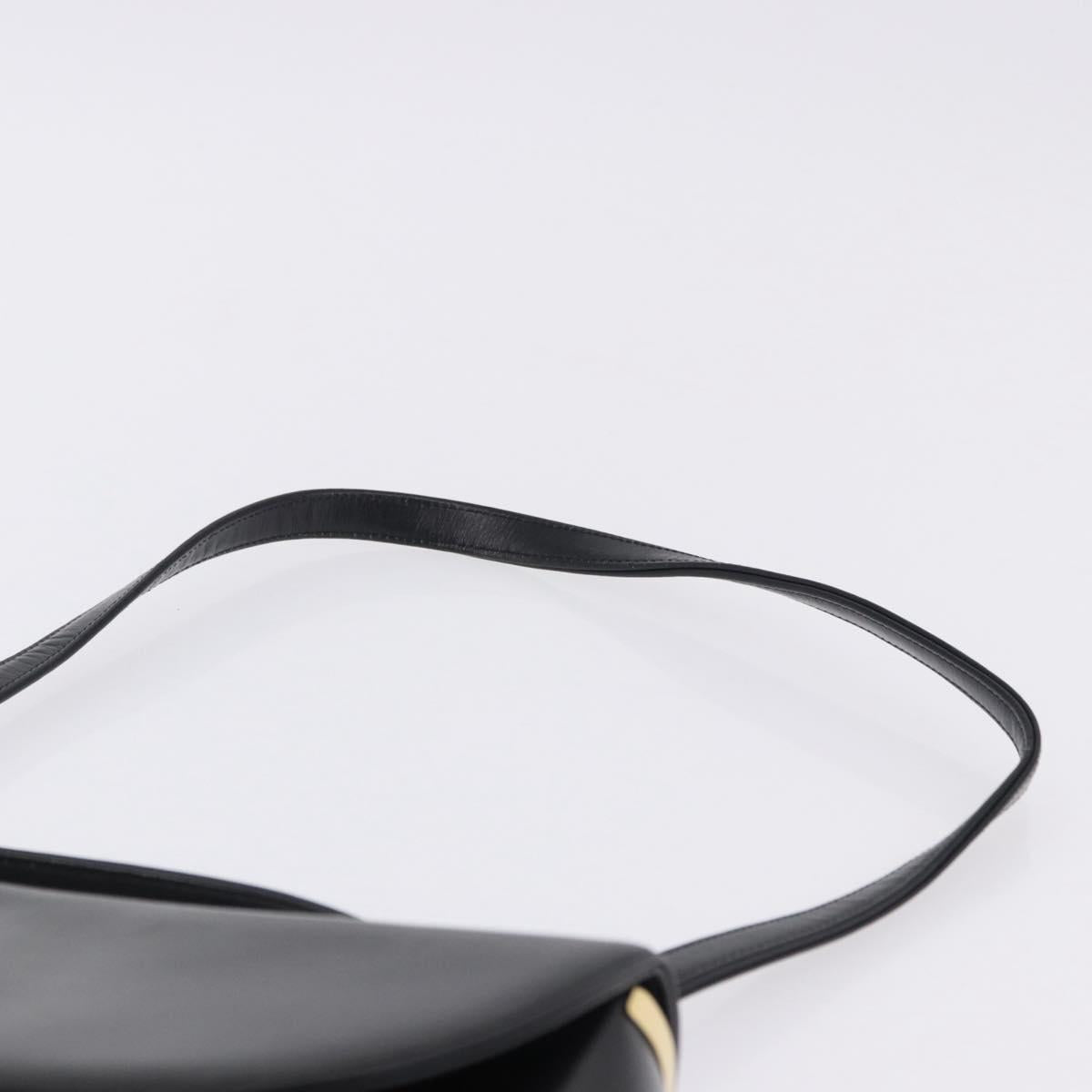 Christian Dior Hand Bag Calf Skin 2way Black Gold Auth 196348A