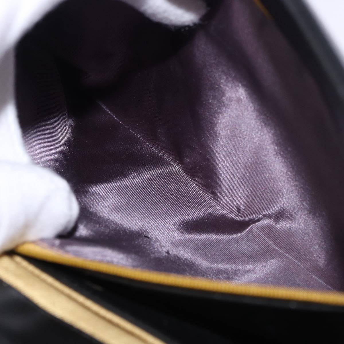 Christian Dior Hand Bag Calf Skin 2way Black Gold Auth 196348A