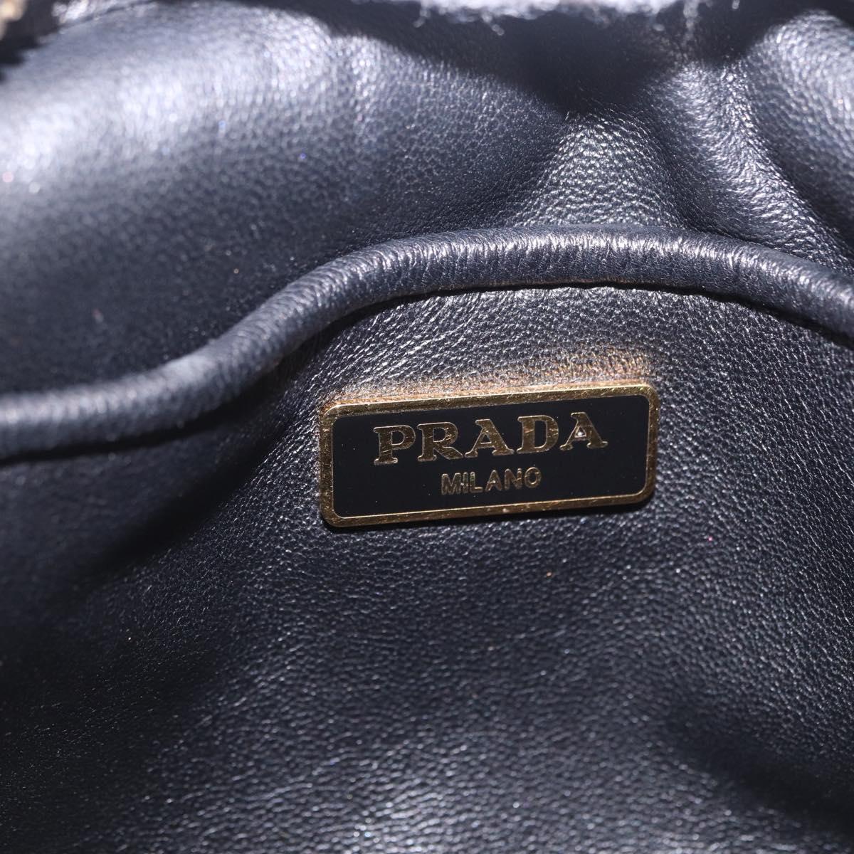 PRADA Ribbon Shoulder Bag Leather Black Gold Auth 196349A