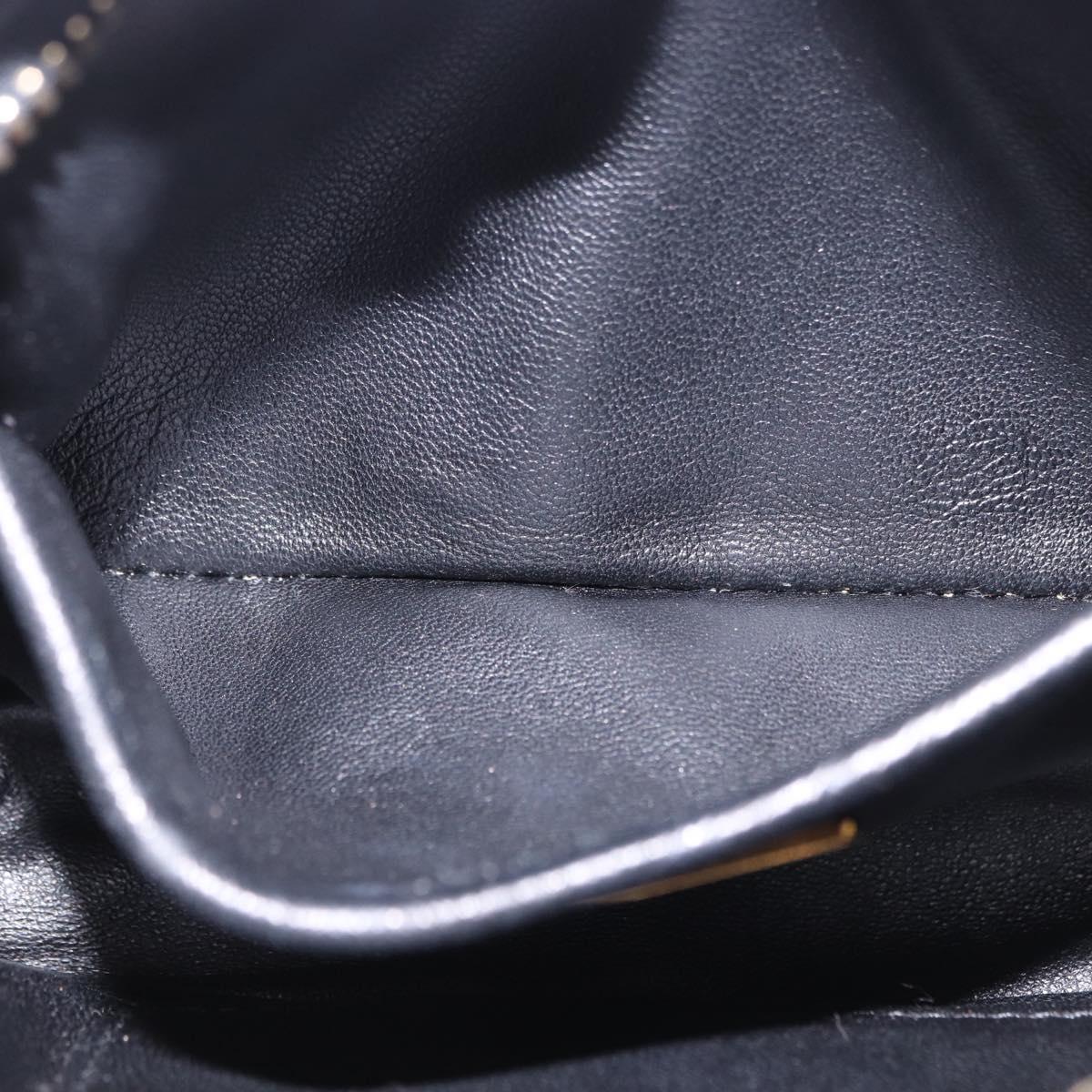 PRADA Ribbon Shoulder Bag Leather Black Gold Auth 196349A