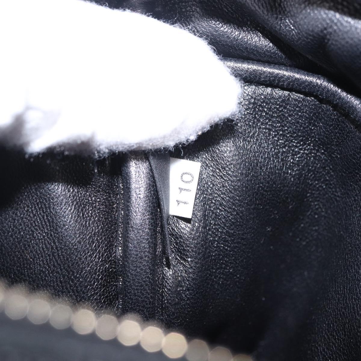 PRADA Ribbon Shoulder Bag Leather Black Gold Auth 196349A