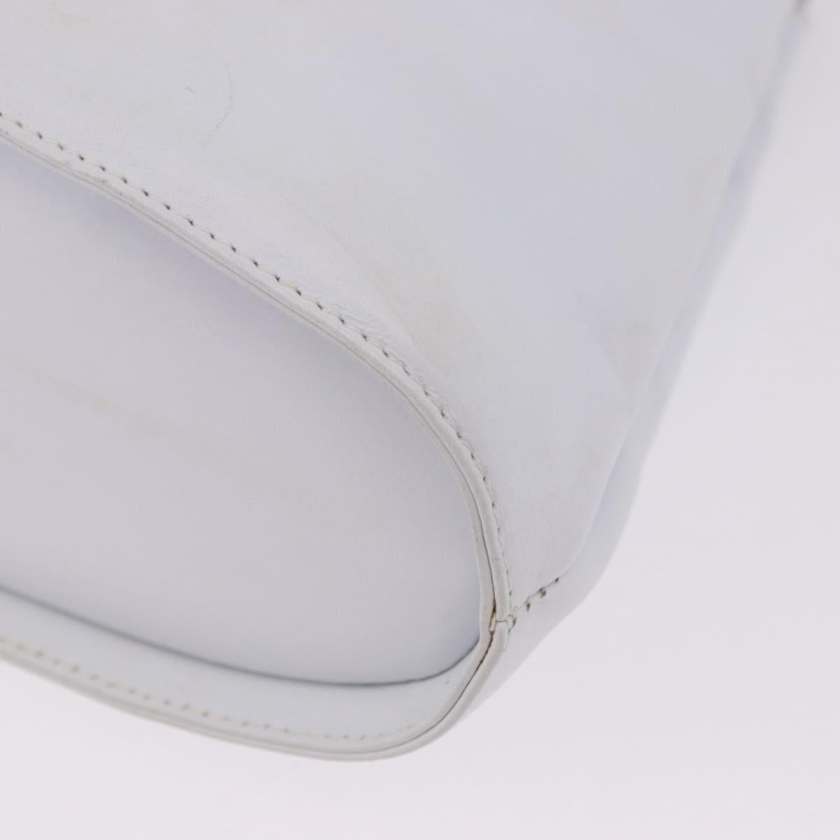 Salvatore Ferragamo Gancini Hand Bag Leather 2way White Gold Auth 196350
