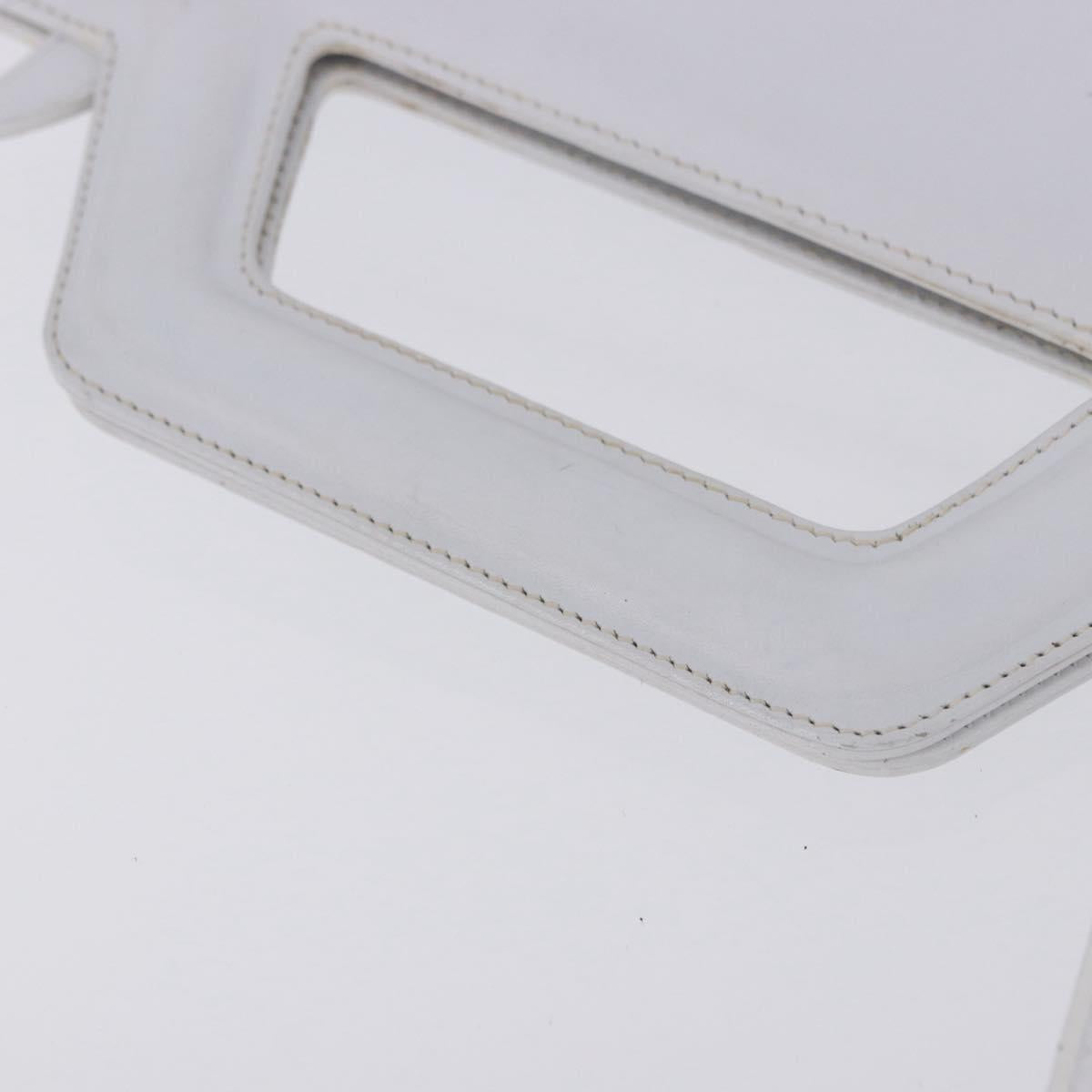 Salvatore Ferragamo Gancini Hand Bag Leather 2way White Gold Auth 196350