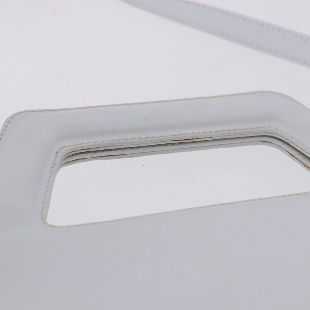 Salvatore Ferragamo Gancini Hand Bag Leather 2way White Gold Auth 196350