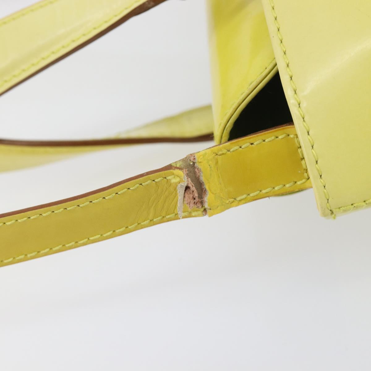 Salvatore Ferragamo Gancini Hand Bag Leather 2way Yellow Silver Auth 196351