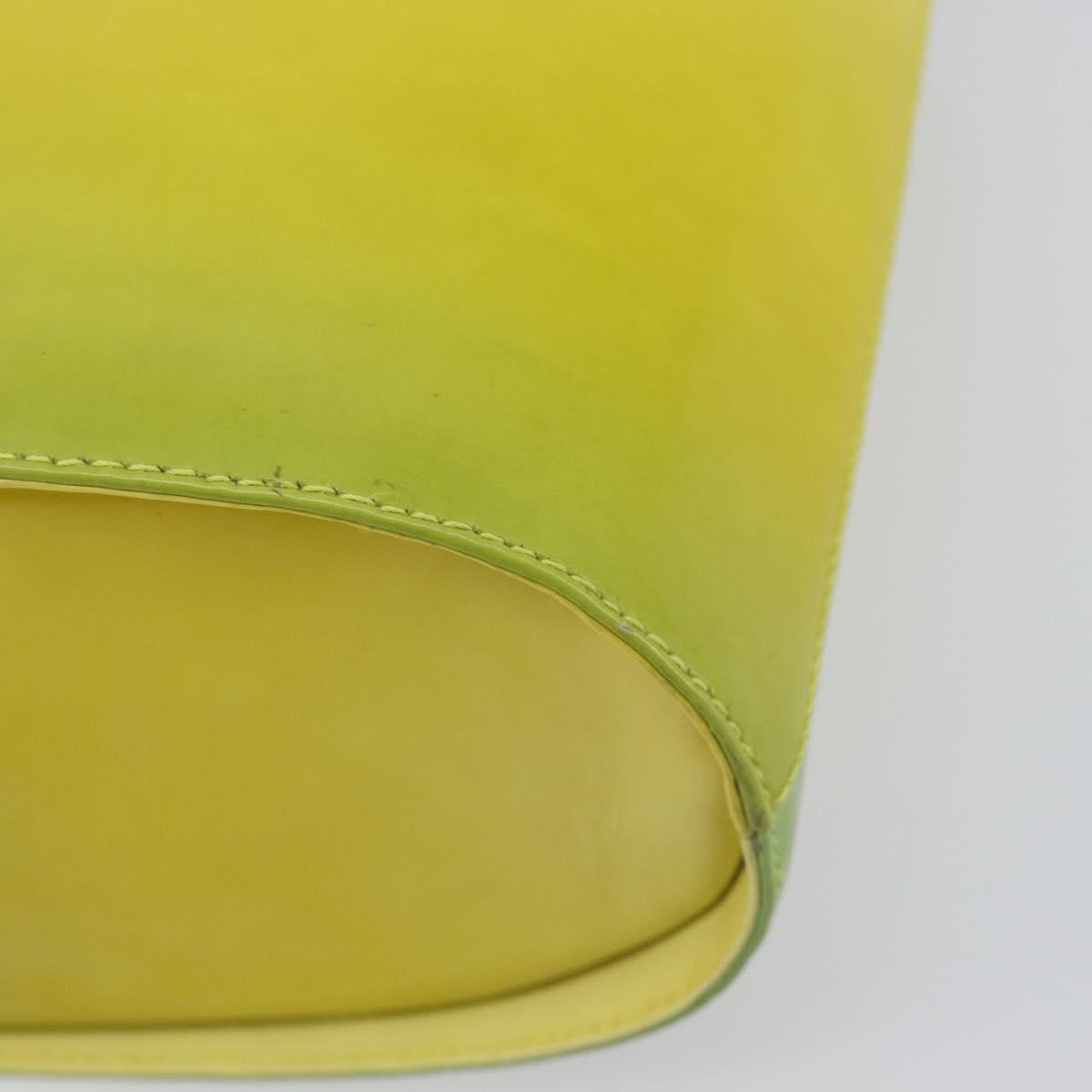 Salvatore Ferragamo Gancini Hand Bag Leather 2way Yellow Silver Auth 196351