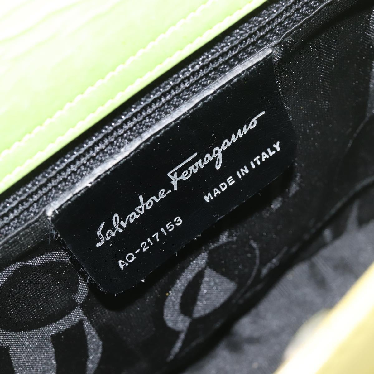 Salvatore Ferragamo Gancini Hand Bag Leather 2way Yellow Silver Auth 196351