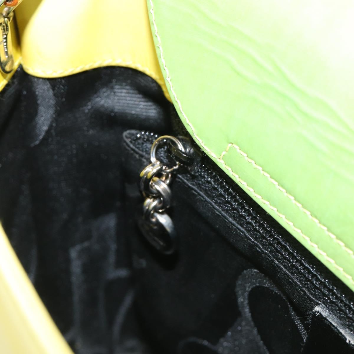 Salvatore Ferragamo Gancini Hand Bag Leather 2way Yellow Silver Auth 196351