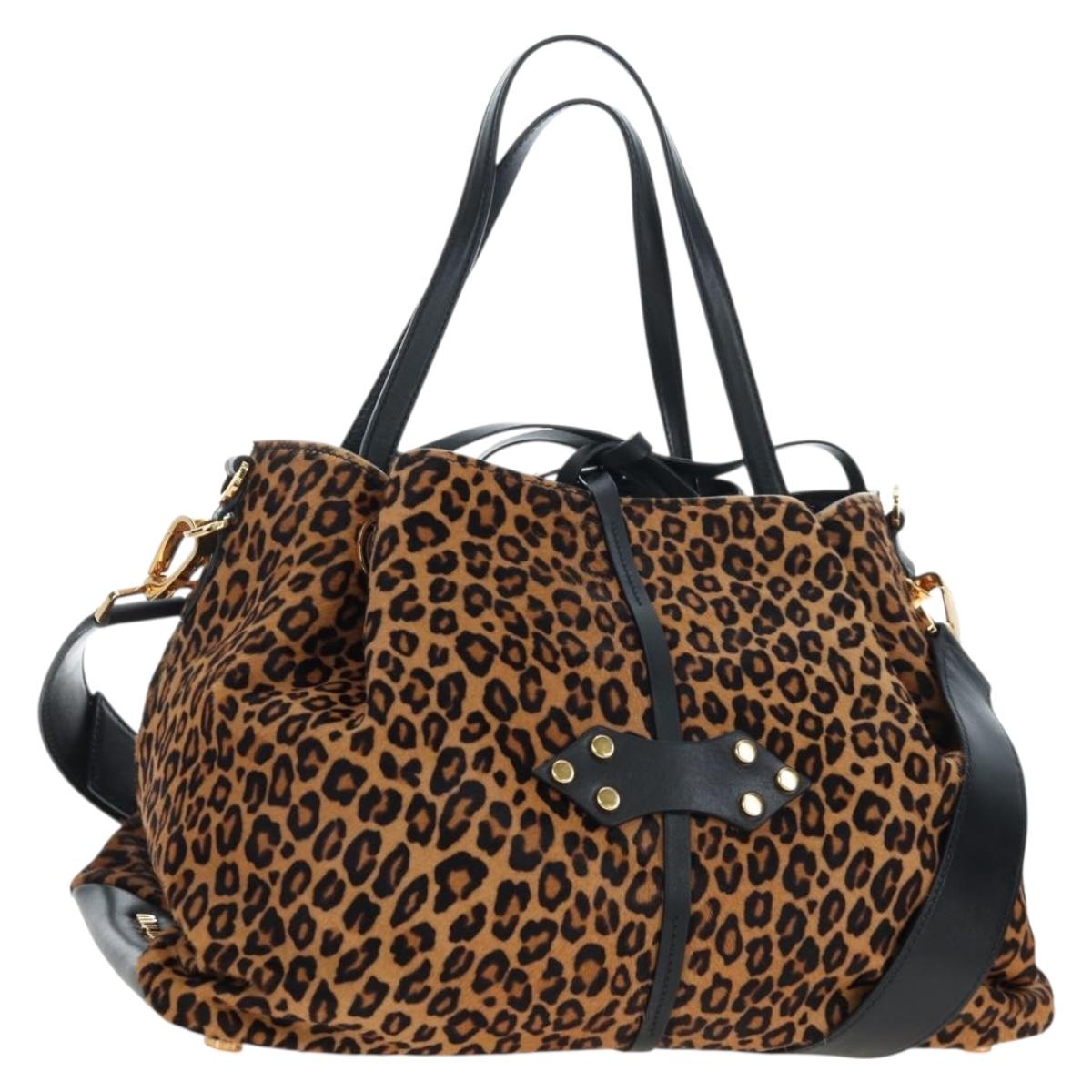 Miu Miu Tote Bag Harako Leather 2way Brown Gold Auth 196354M