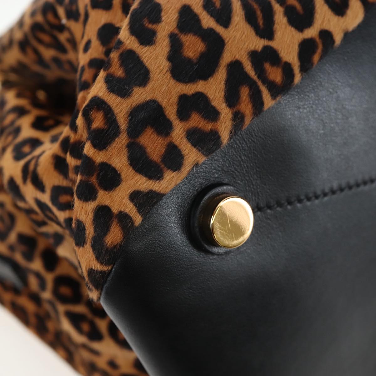 Miu Miu Tote Bag Harako Leather 2way Brown Gold Auth 196354M