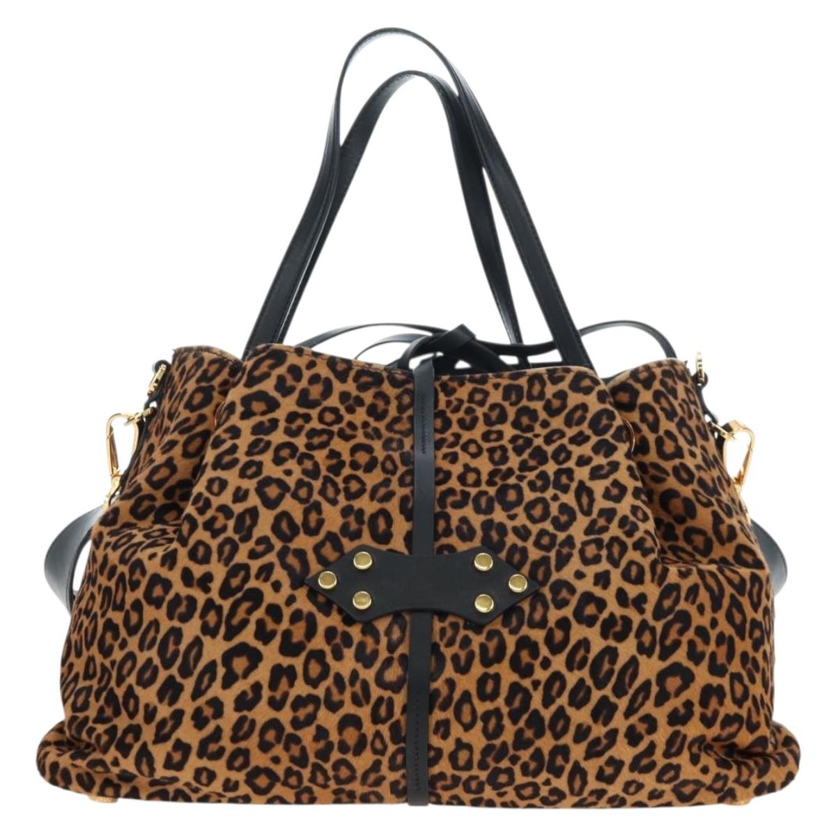 Miu Miu Tote Bag Harako Leather 2way Brown Gold Auth 196354M