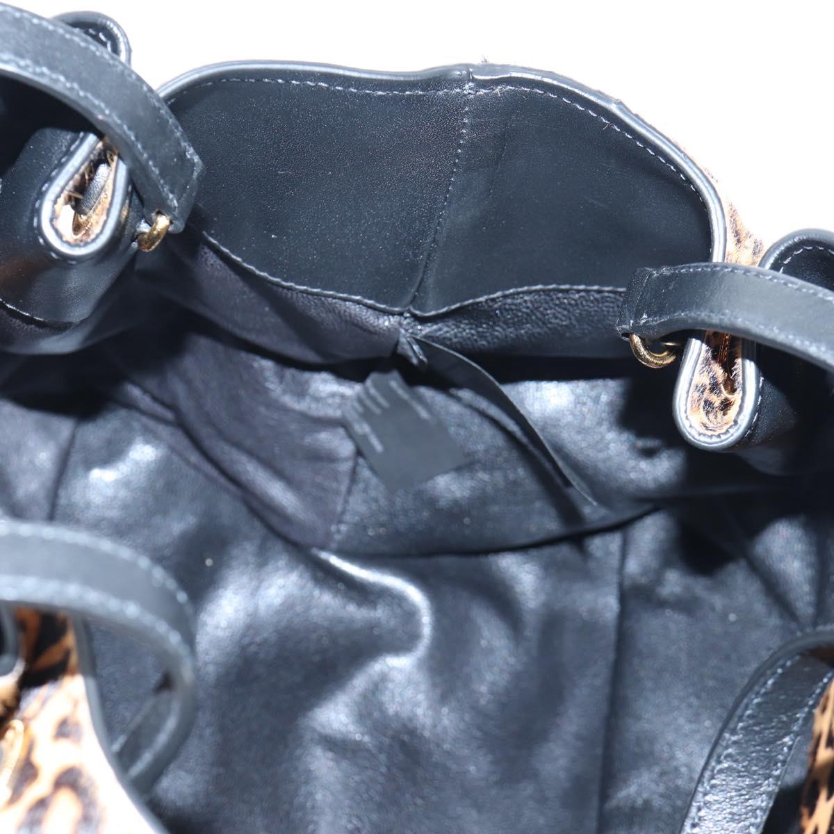 Miu Miu Tote Bag Harako Leather 2way Brown Gold Auth 196354M