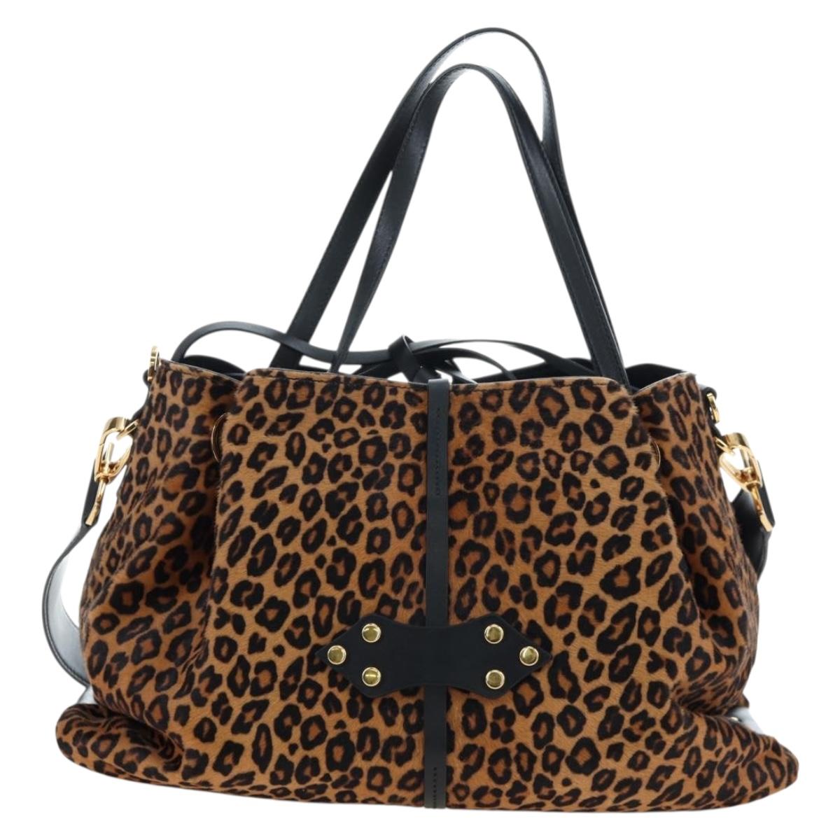 Miu Miu Tote Bag Harako Leather 2way Brown Gold Auth 196354M