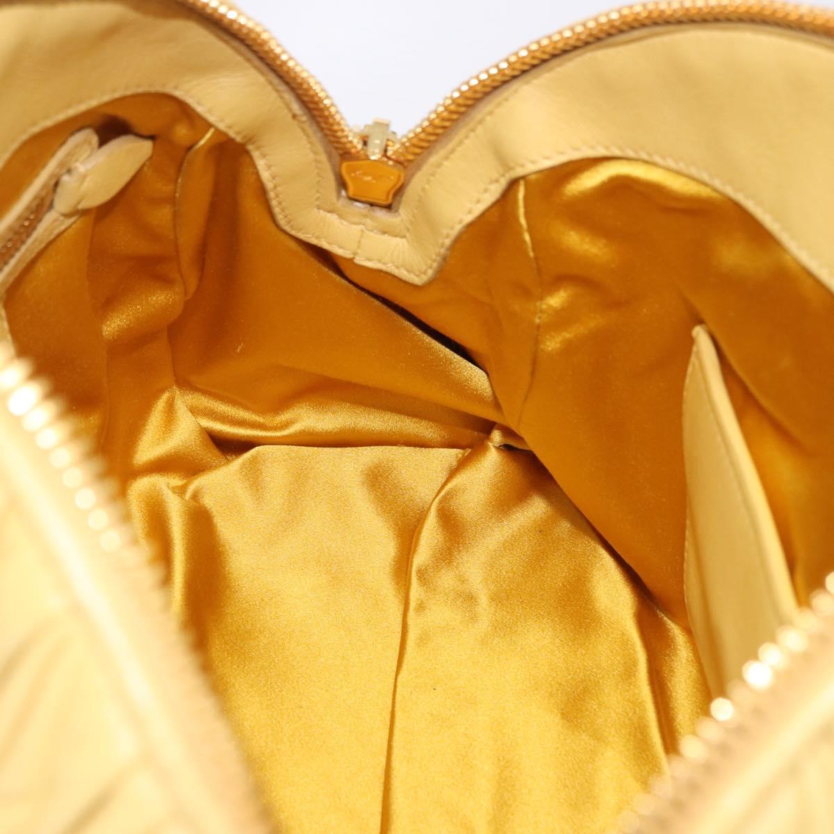 Miu Miu Matelasse Hand Bag Lamb Skin 2way Yellow Gold Auth 196355M